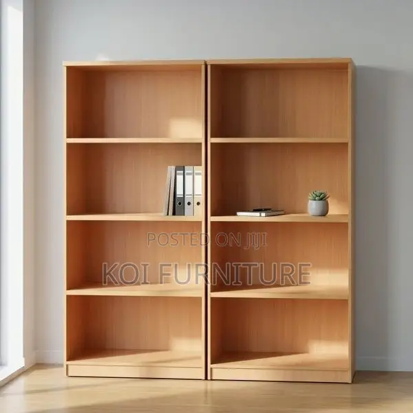 Bookshelf :4-Tier Wooden Office Bookshelf With Light Oak Veneer Finish