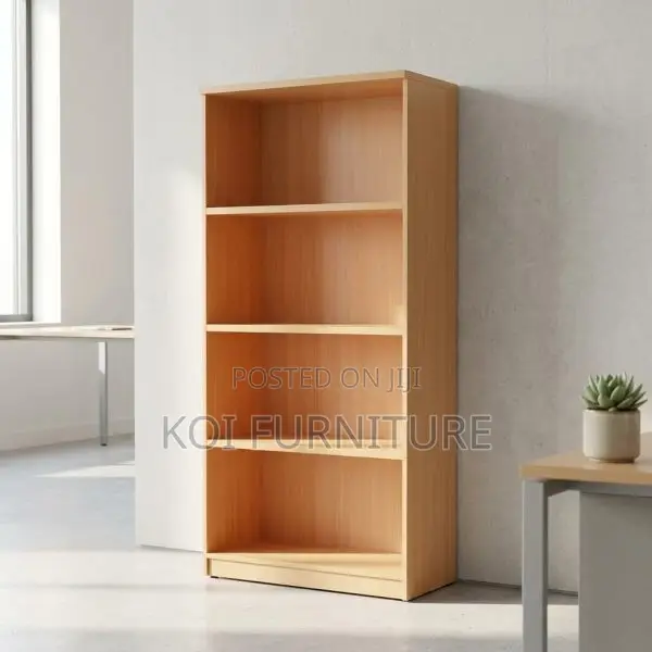 Bookshelf :4-Tier Wooden Office Bookshelf With Light Oak Veneer Finish
