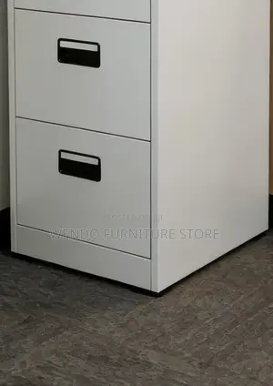 Office Cabinet; Four Drawered Steel Gray Office Filing Cabinet
