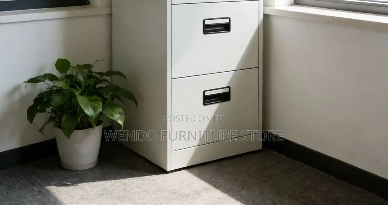 Office Cabinet; Four Drawered Steel Gray Office Filing Cabinet