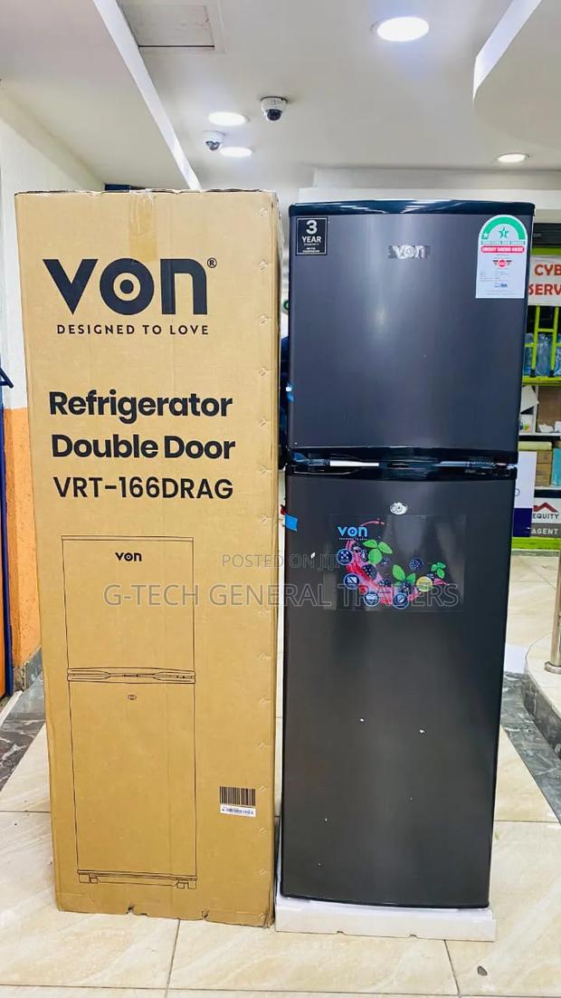 Von 166l Double Door Direct Cool Refrigerator-Dark Silver