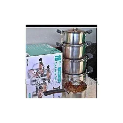 Stainless Steel Cookware Set With Glass Lids Heavy Induction Base