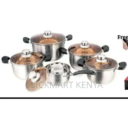 Stainless Steel Cookware Set With Glass Lids Heavy Induction Base