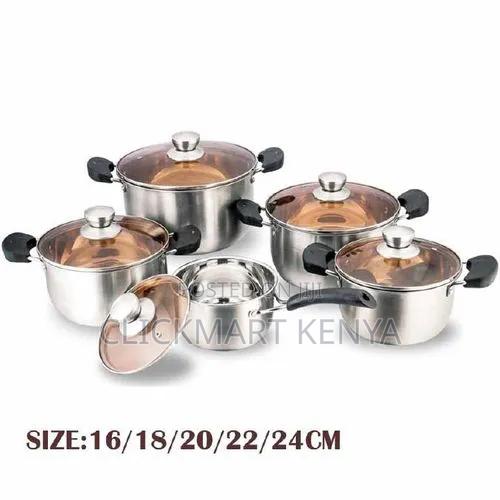 Stainless Steel Cookware Set With Glass Lids Heavy Induction Base - thumbnail 5