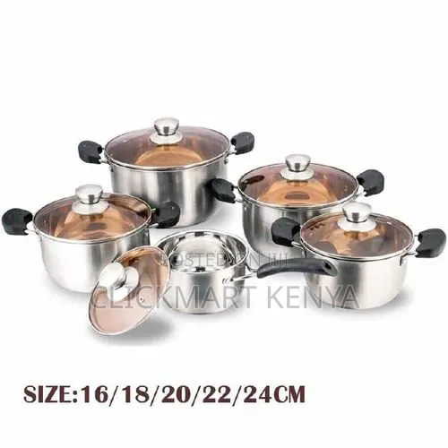 Stainless Steel Cookware Set With Glass Lids Heavy Induction Base