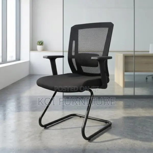 Office Chair : Modern Black Mesh Ergonomic Office Visitor Chair