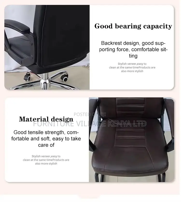 Modern Genuine Leather Swivel Staff Chair