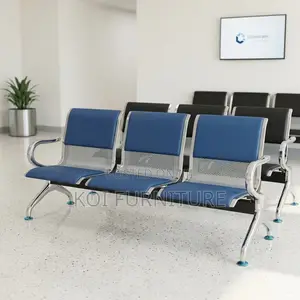 Office Chair : Blue 3-Seater Linked Waiting Chair