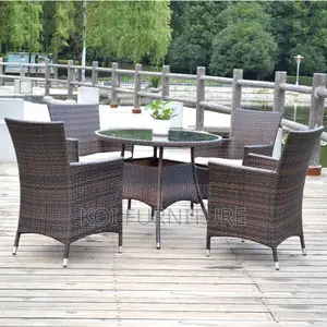 Outdoor Set : Eako Zaka 4-Seater Outdoor Rattan Dining Set in Brown