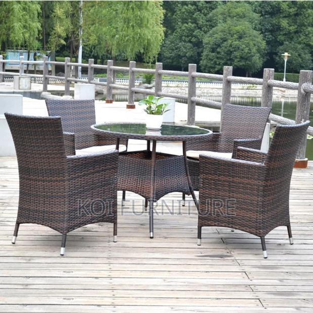 Outdoor Set : Eako Zaka 4-Seater Outdoor Rattan Dining Set in Brown