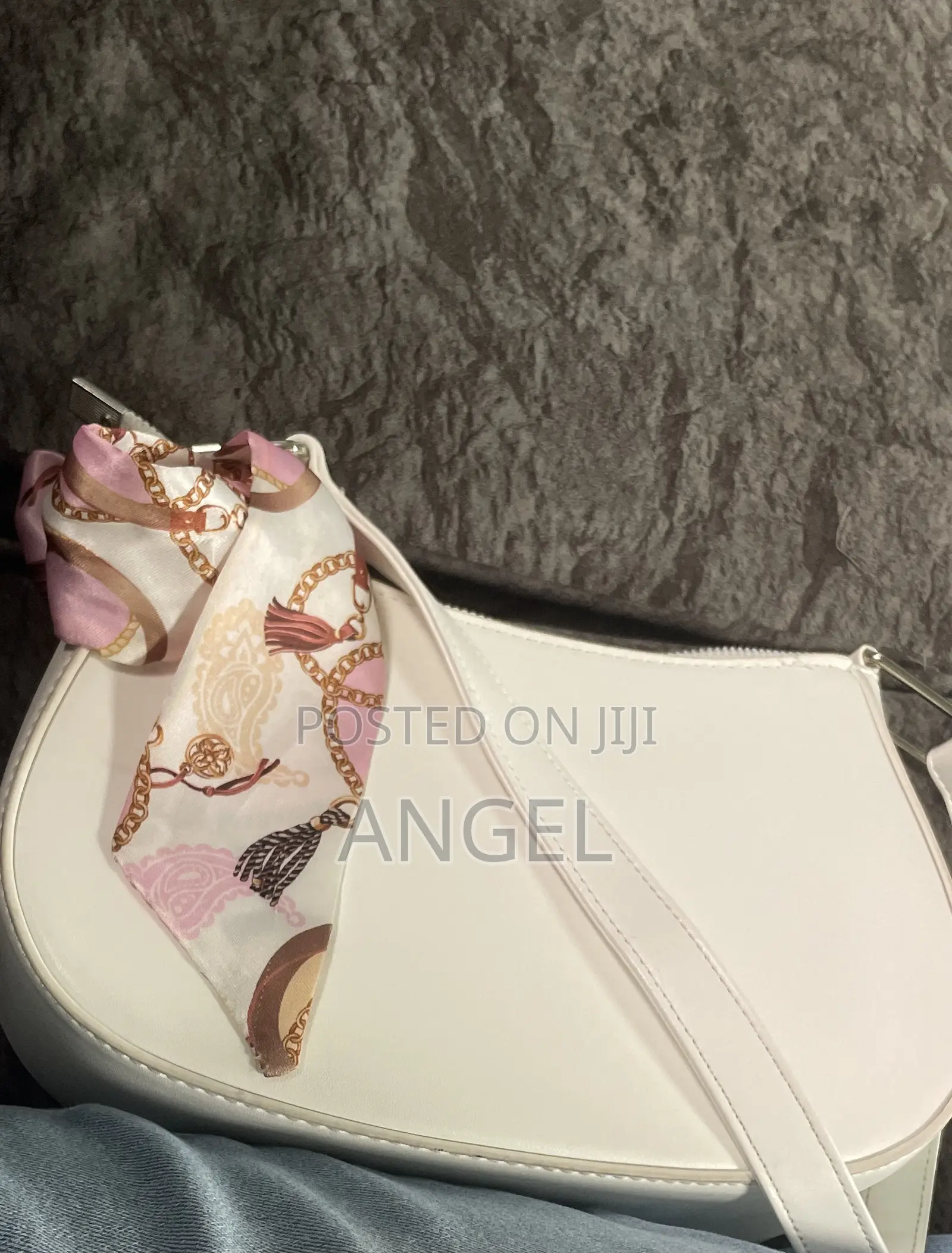 Trendy White Leather Shoulder Handbag