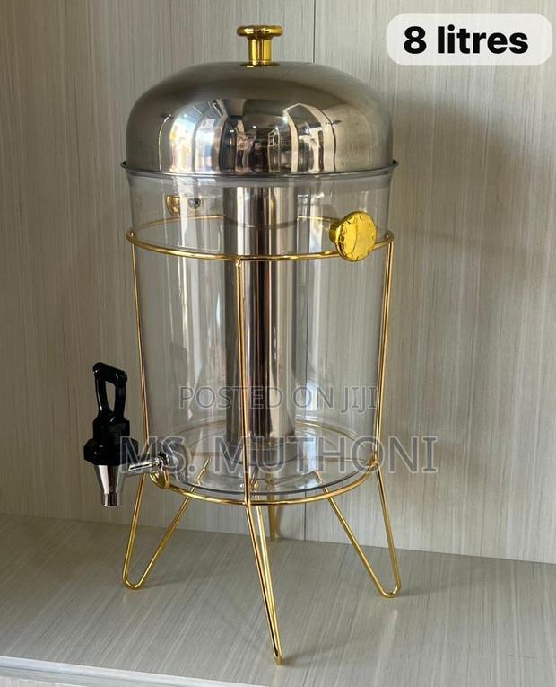Some Shaped 8l Golden Metal Frame Juice Dispenser