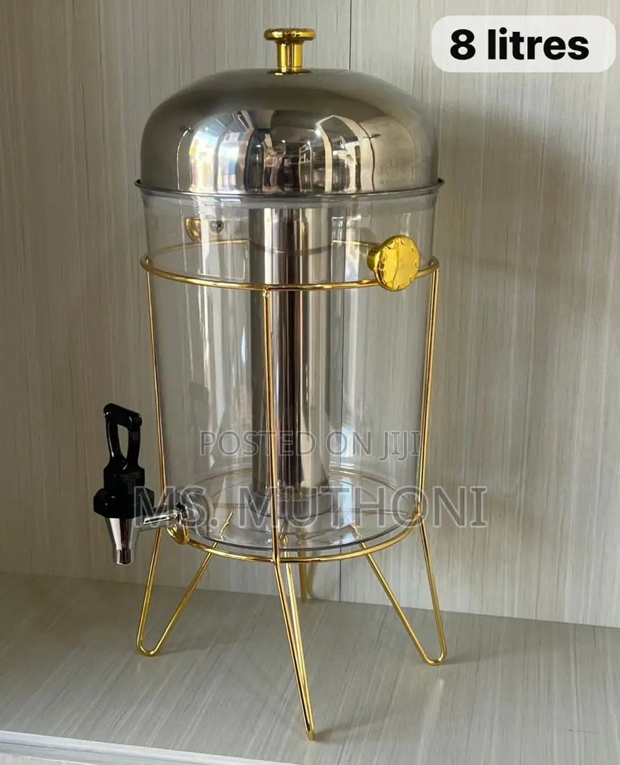 Some Shaped 8l Golden Metal Frame Juice Dispenser
