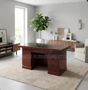Office Desk; 1400mm Executive Mahogany Finish Desk