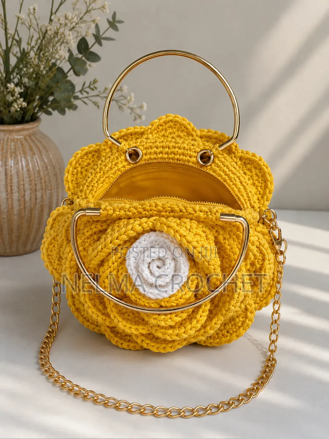 Sunflower Rose Crochet Handbag