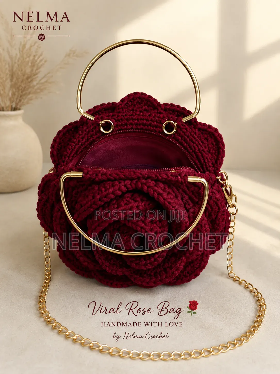 Sunflower Rose Crochet Handbag