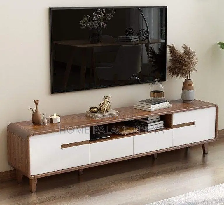 Tv Stand: Modern Rounded Corner Wooden Tv Unit