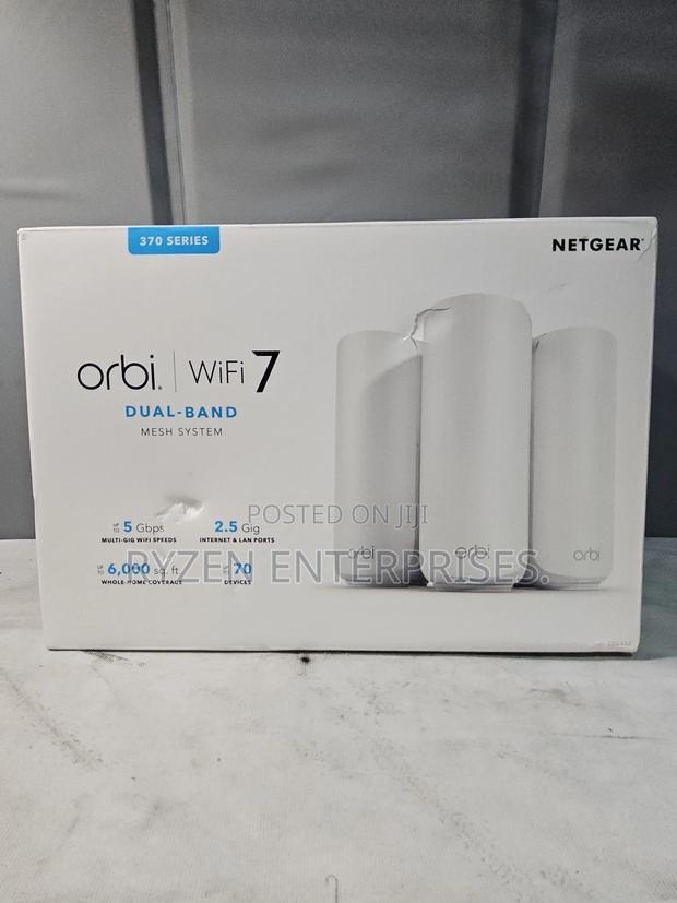 Netgear Orbi Rbe373 Be5000 Dual-Band Mesh Wi-Fi 7 System (3-Pack)
