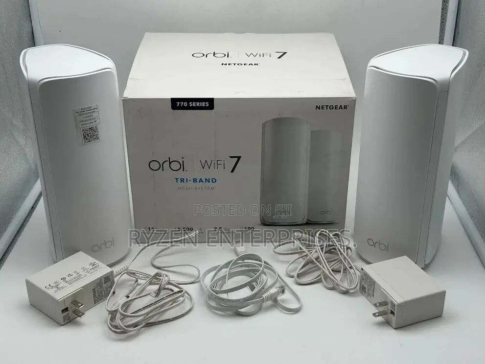 Netgear Orbi Rbe773 Be11000 Tri-Band Mesh Wi-Fi 7 System (3-Pack)