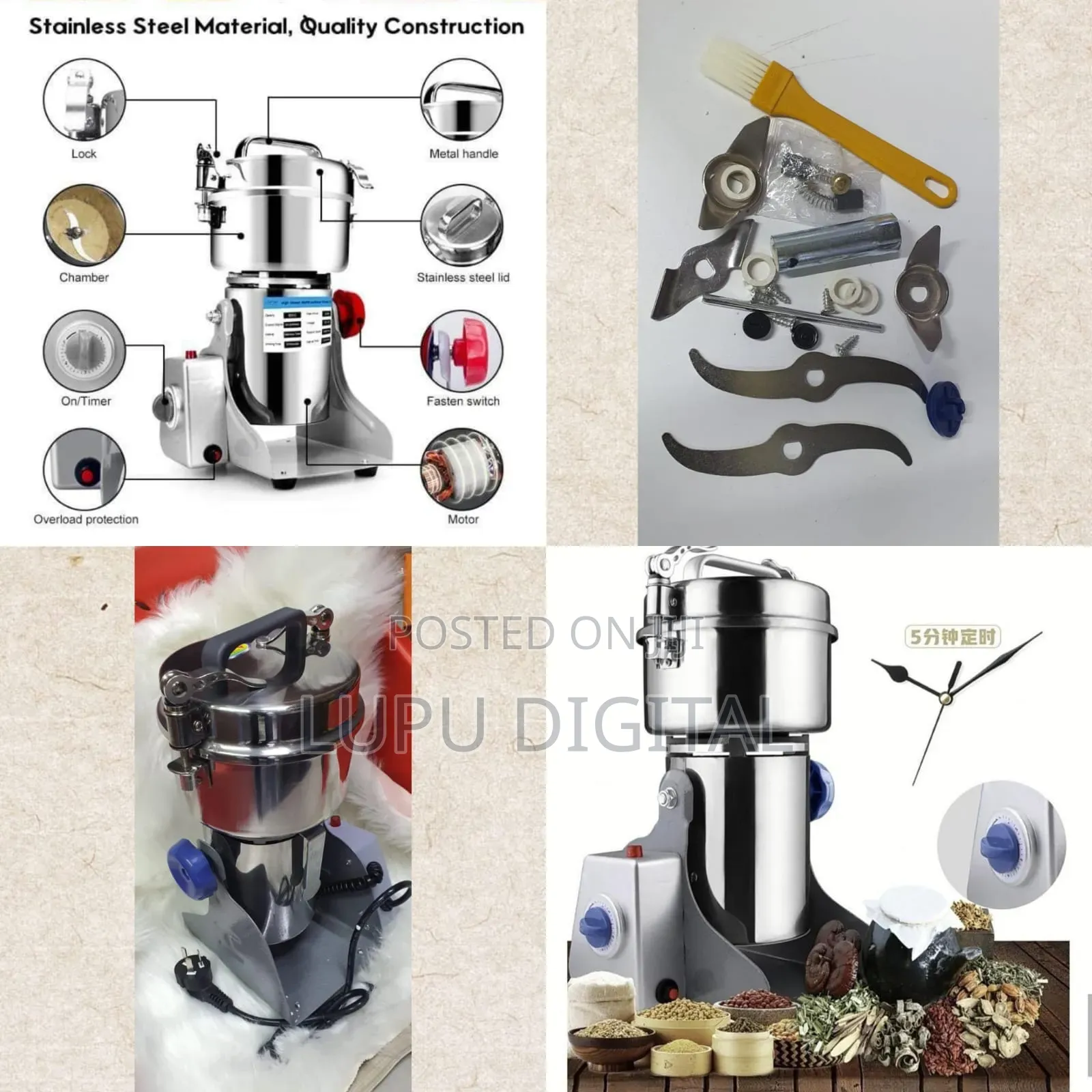 *Powerful Electric Cereal Grain/Herb Grinder Flour Miller Kisiagi*