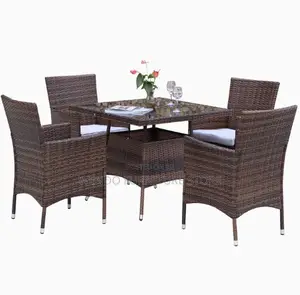 Dining Set; Four Seaters Rattan Wicker Outdoor Garden Set