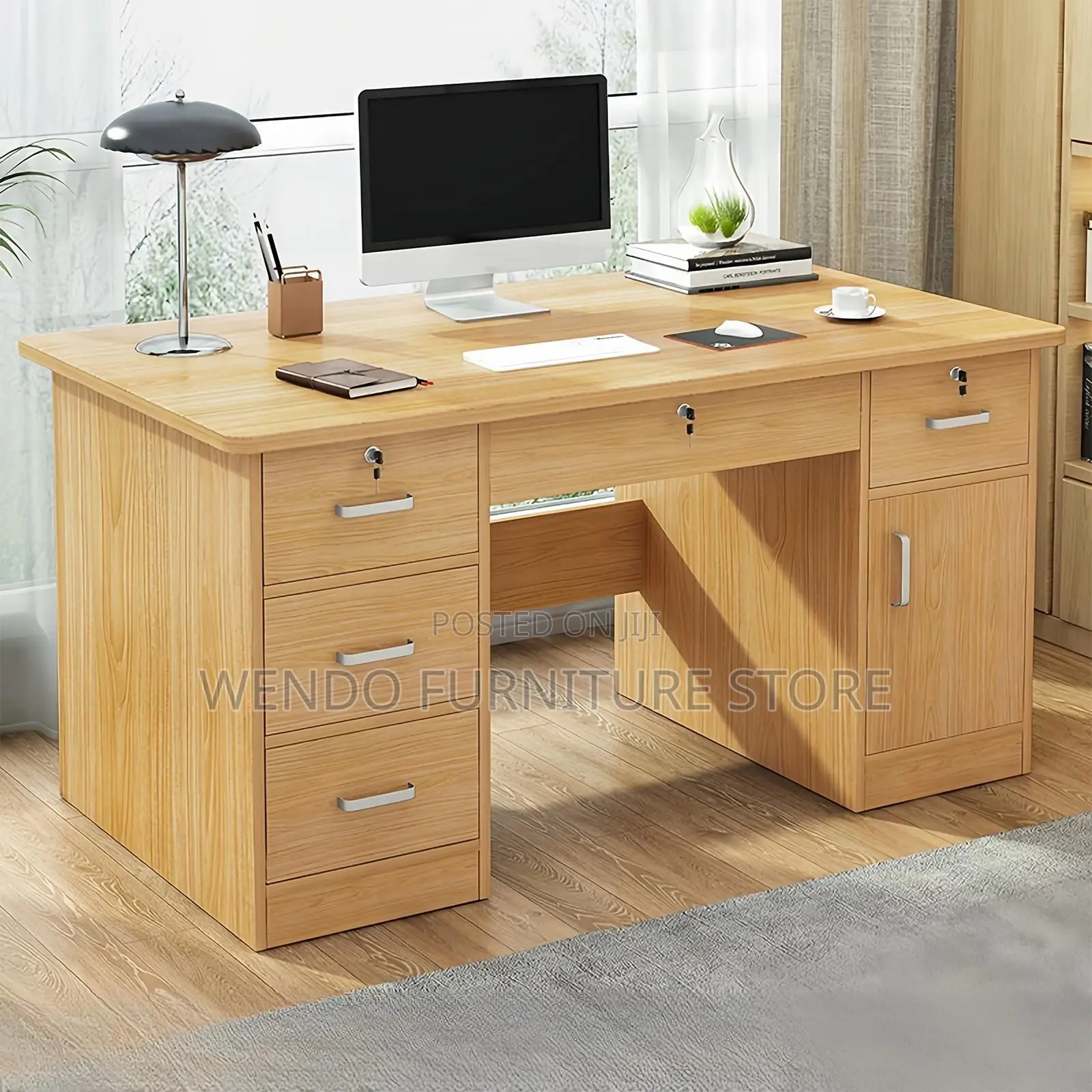 Office Desk; 1.4 Meters Home Office Sturdy Wood Desk