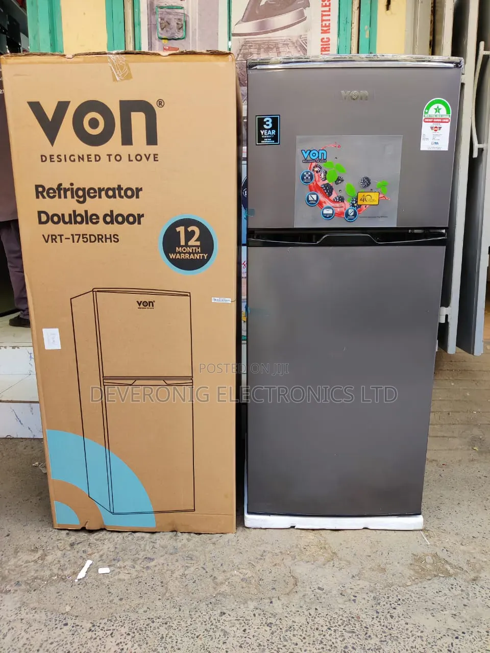 *Von Double Door Fridge 175litres Direct Cool