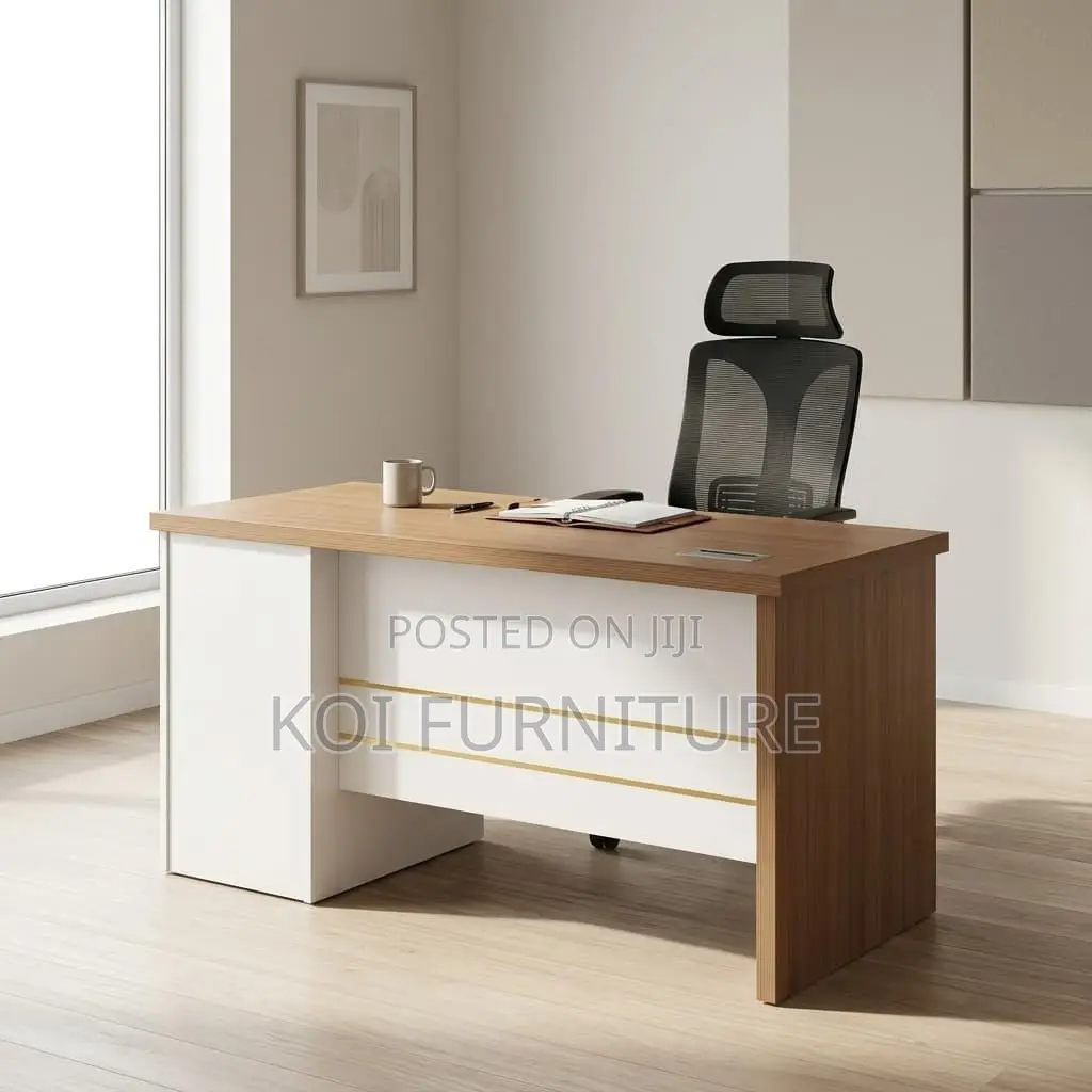 Office Desk :1.4m Modern Executive Office Desk in a Rich Brown Finish,