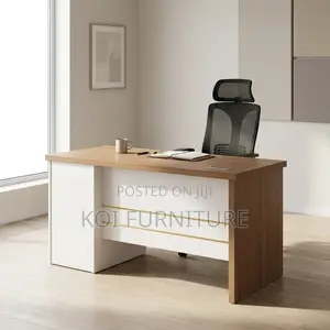 Office Desk :1.4m Modern Executive Office Desk in a Rich Brown Finish,