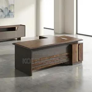 Office Desk : 1.8m Modern Executive Office Desk in a Rich Wood Finish,