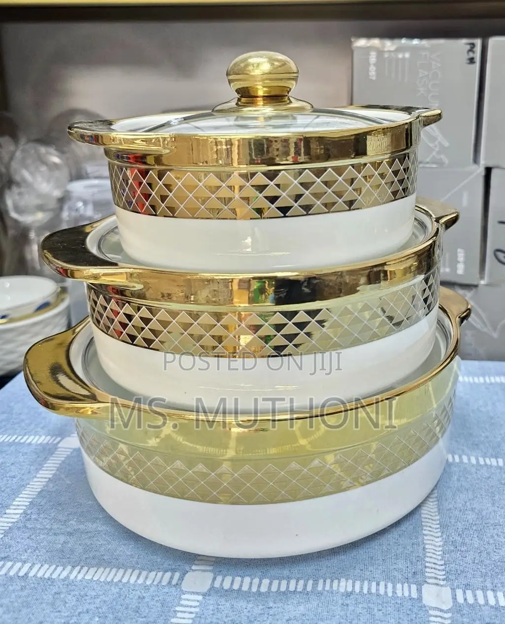 3pcs Set Ceramic Casserole Serving Dishes With Glass Cover