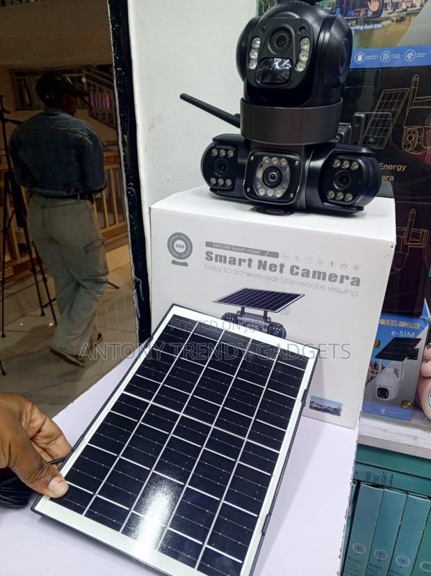 V380 Triple Lens Solar 4g CCTV PTZ Security Camera
