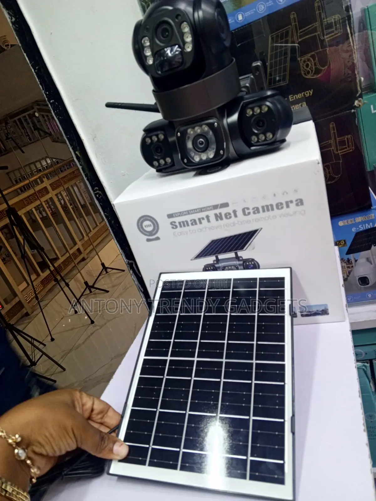 V380 Triple Lens Solar 4g CCTV PTZ Security Camera