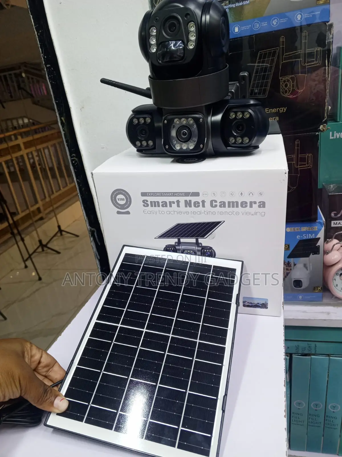 V380 Triple Lens Solar 4g CCTV PTZ Security Camera