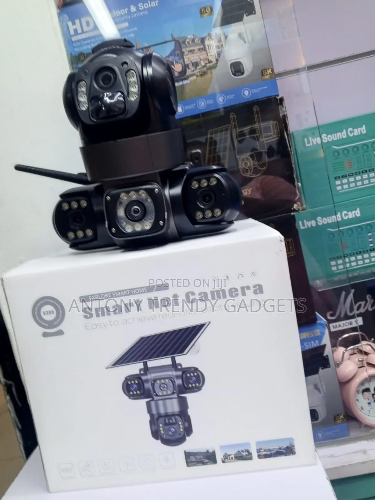 Solar 4g PTZ Camera V380 Triple Lens Outdoor CCTV Cam
