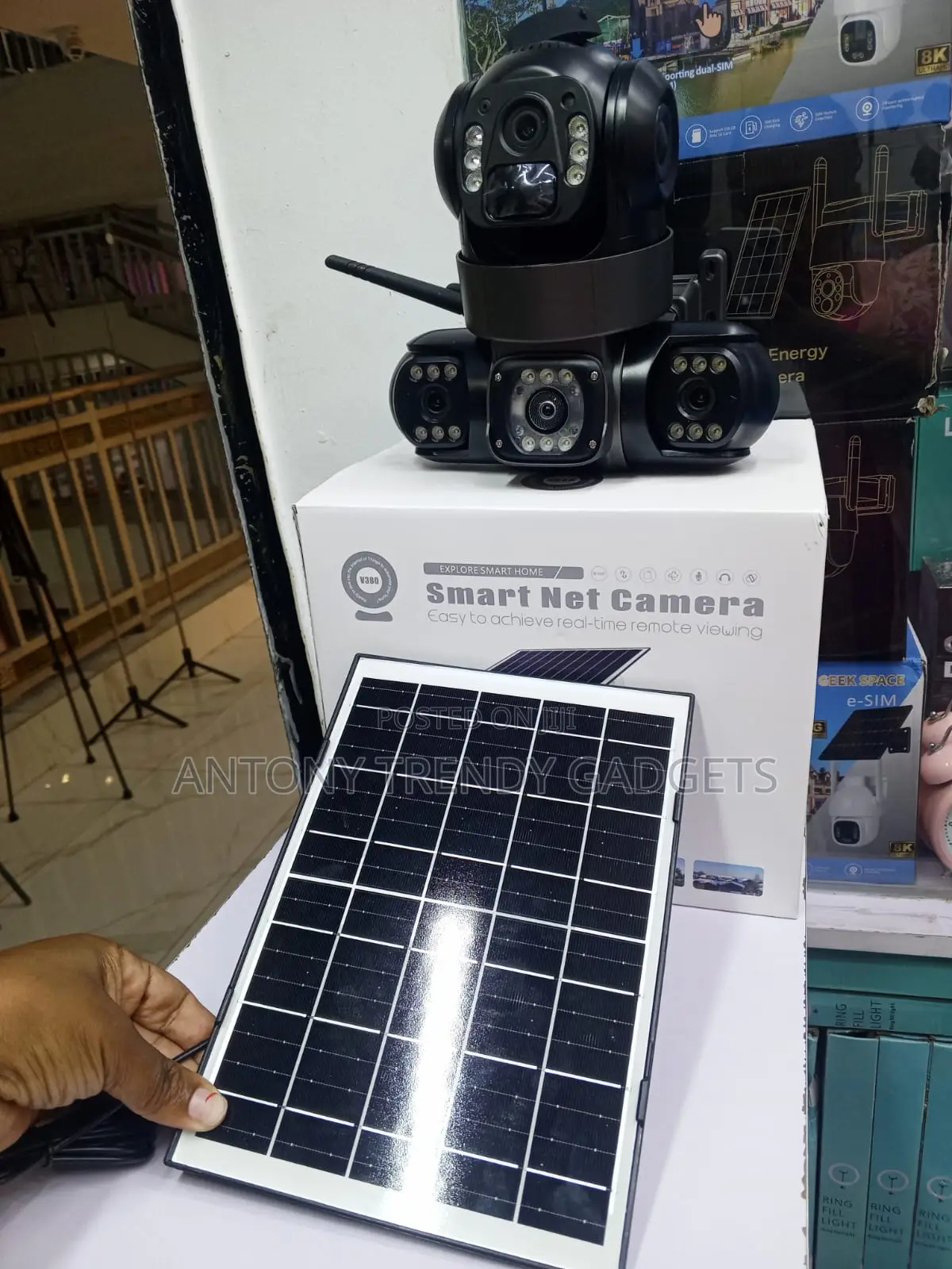 Solar 4g PTZ Camera V380 Triple Lens Outdoor CCTV Cam