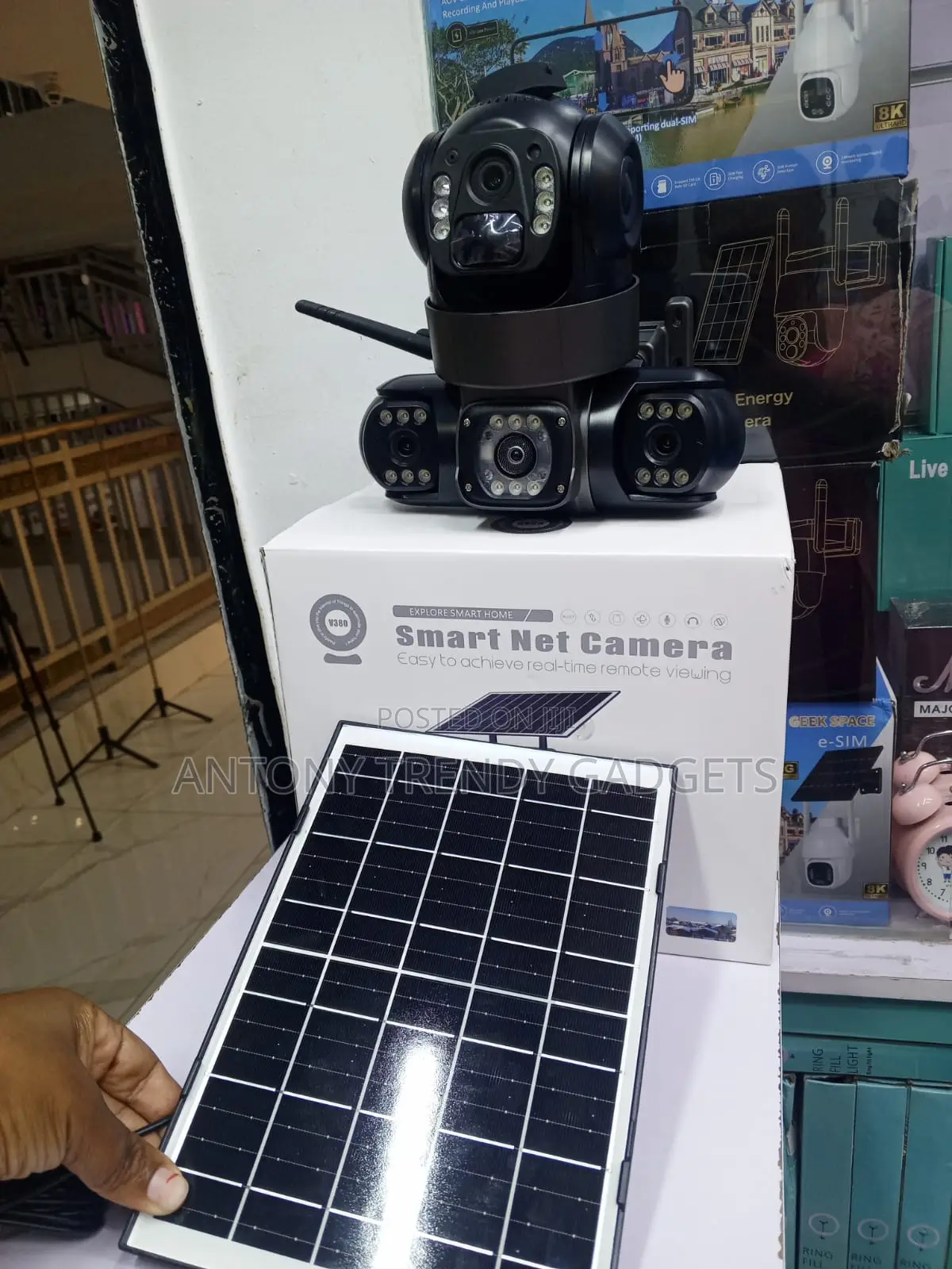 Solar 4g PTZ Camera V380 Triple Lens Outdoor CCTV Cam