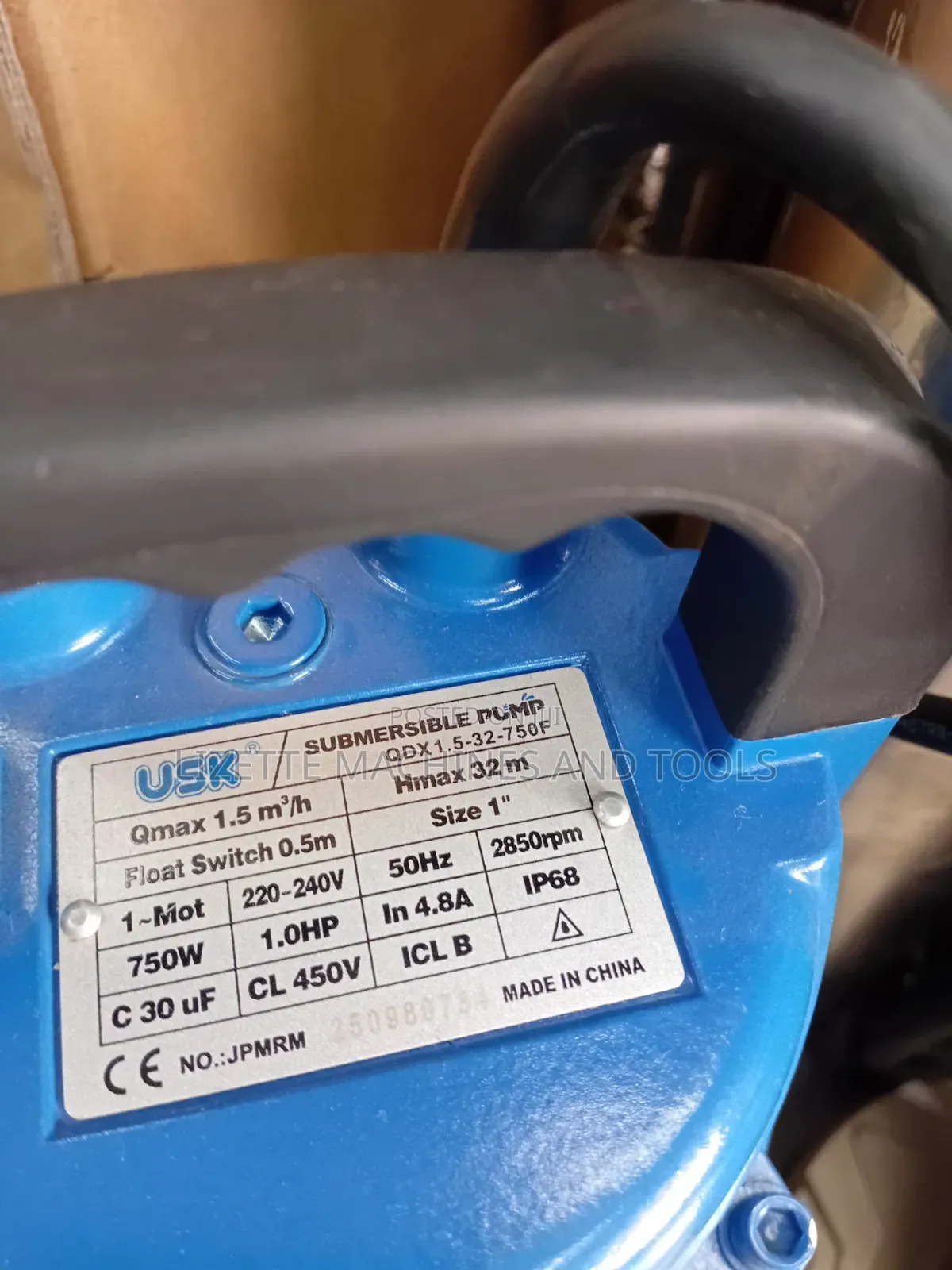 Usk 1hp Shallow Well Submersible Pump 32m Head