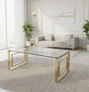 Coffee Table: Glass Top Coffee Table With Gold Stainless Steel Base