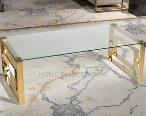 Coffee Table: Glass Top Coffee Table With Gold Stainless Steel Base