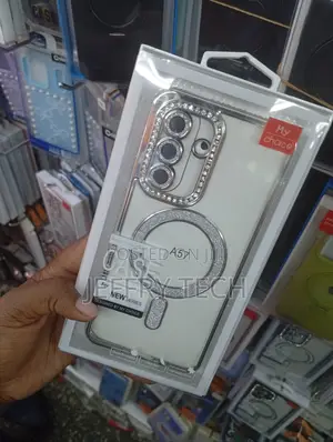 Crystal-Plated Clear Magnetic Phone Case for a Samsung A57.