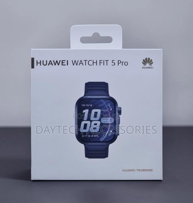 This Is a Huawei Watch Fit 5 Pro Smartwatch in a Sleek Blue Finish.