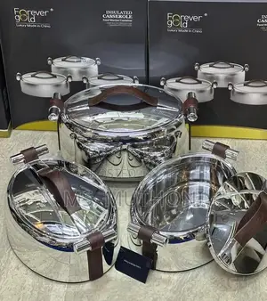 Luxe 3pcs Silver Oval Luxurious Forever Gold Insulated Hotpots*