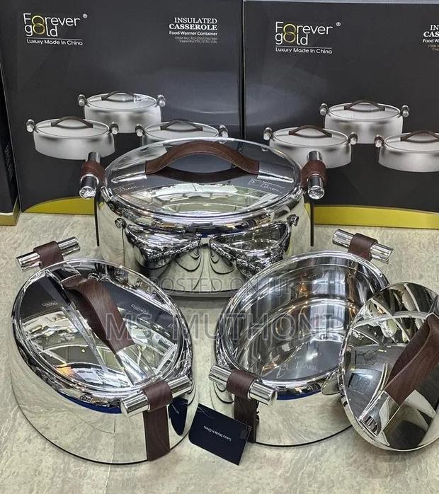 Luxe 3pcs Silver Oval Luxurious Forever Gold Insulated Hotpots*