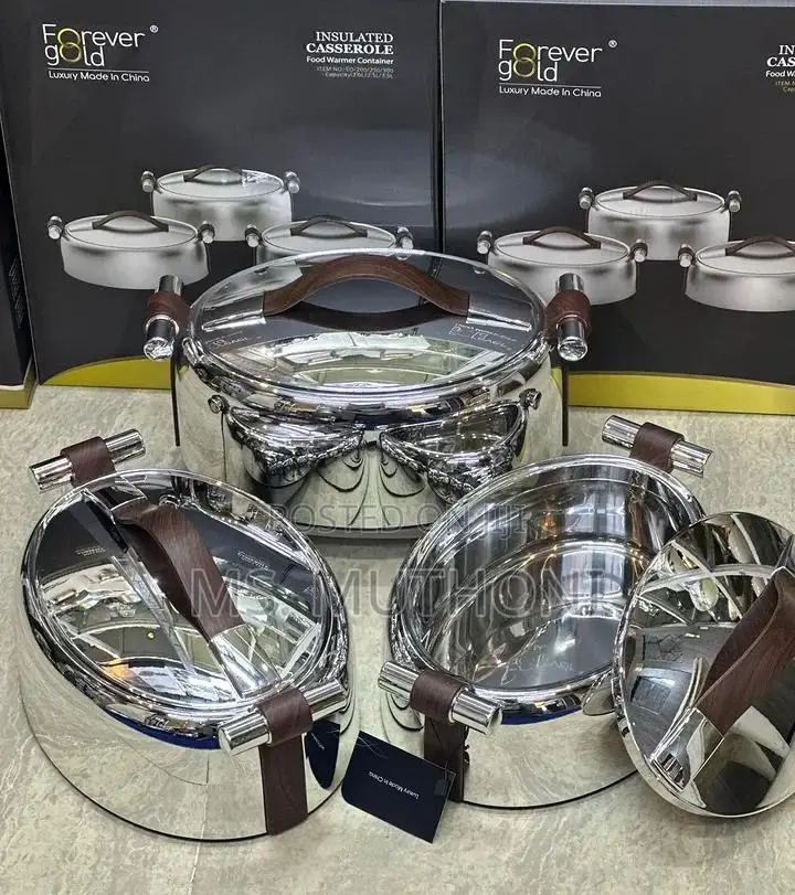 Luxe 3pcs Silver Oval Luxurious Forever Gold Insulated Hotpots*