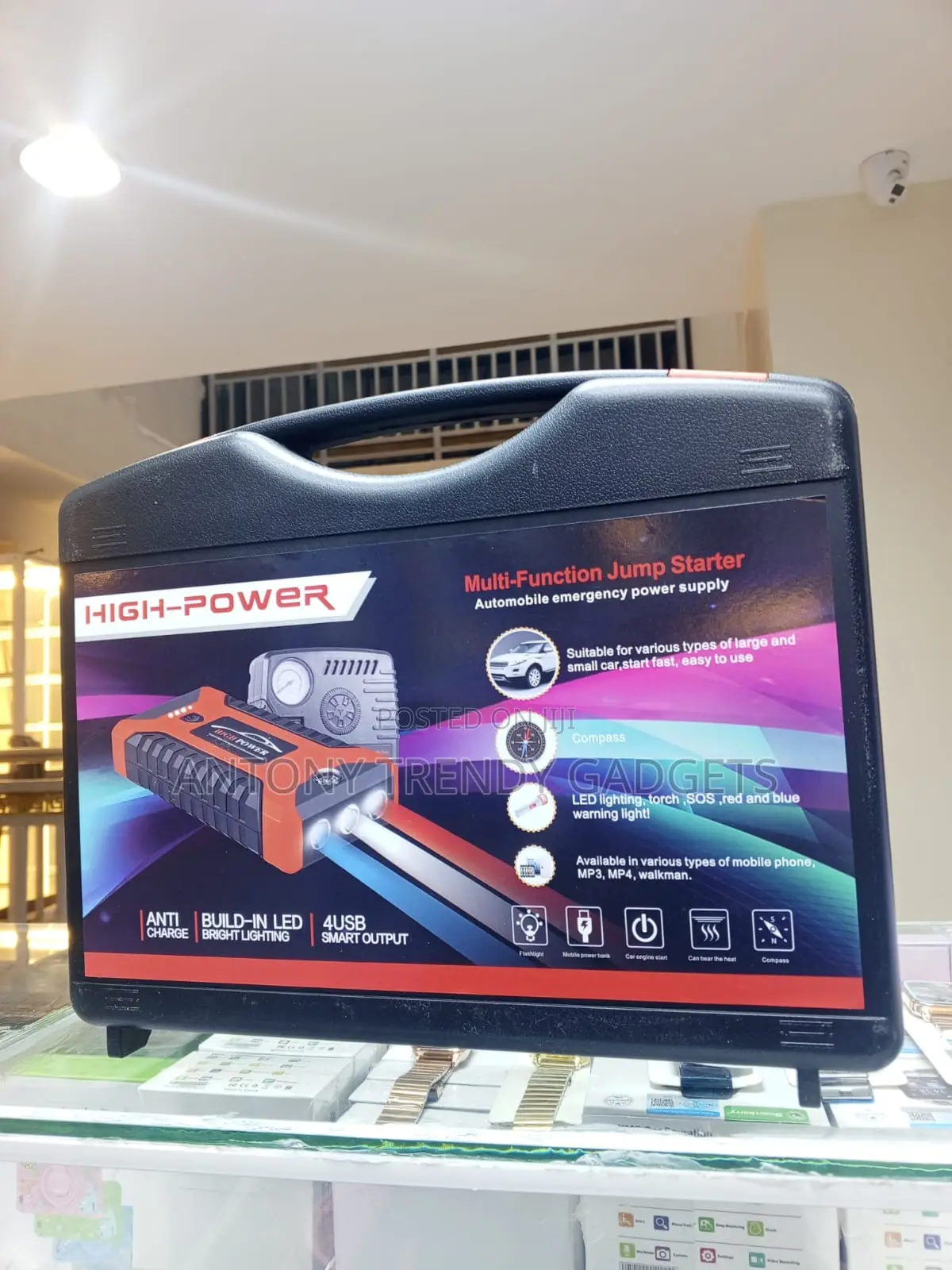 Portable Car Battery Booster With Air Compressor Torch
