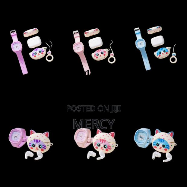 *Cute Cat Watch Combo* Watch + Wireless Ear Buds + Cute Case.