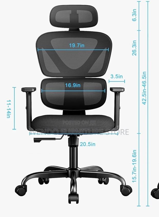 Office Chairs; Executive High Back Mesh Fabric Orthopedic Chairs - thumbnail 11