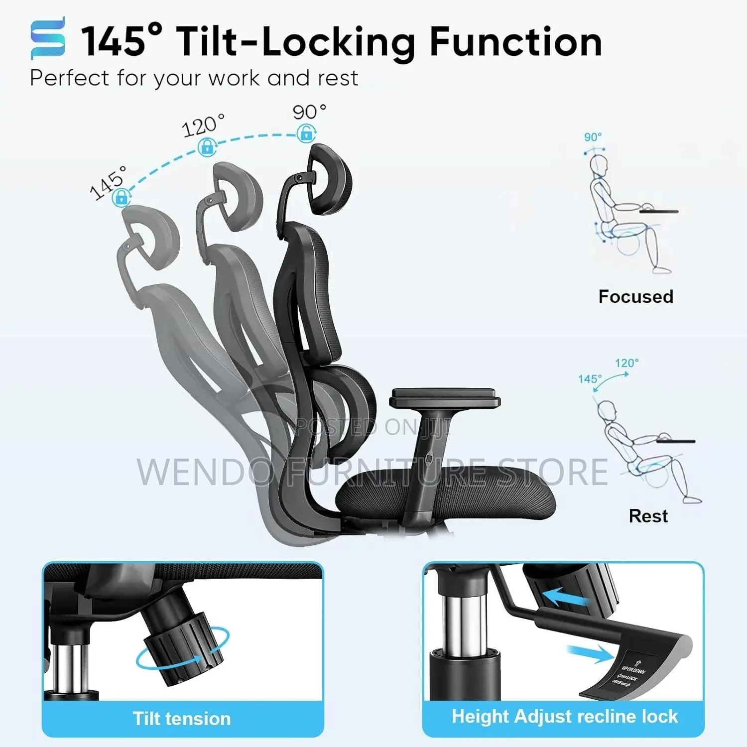 Office Chairs; Executive High Back Mesh Fabric Orthopedic Chairs