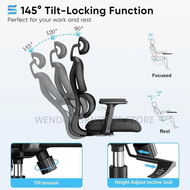 Office Chairs; Executive High Back Mesh Fabric Orthopedic Chairs - thumbnail 14